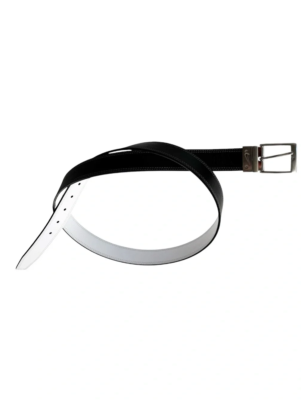 Nike Genuine Leather Reversible black and white mens brushed nickel belt | XL